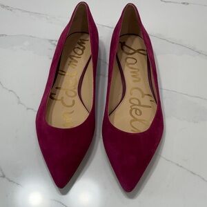 Sam Edelman Magenta Suede Pointed-Toe Flats